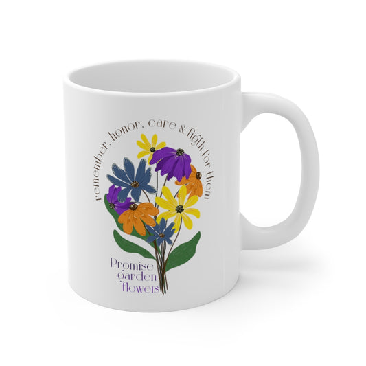 White Ceramic Mug 11oz - Promise Garden Flowers