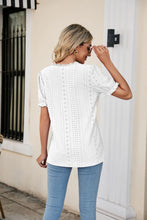 Load image into Gallery viewer, Eyelet Flounce Sleeve Scalloped V-Neck Top
