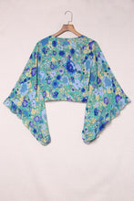 Load image into Gallery viewer, Floral Bell Sleeve Surplice Cropped Blouse
