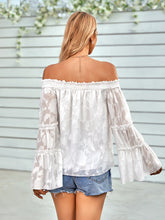 Load image into Gallery viewer, Applique Flounce Sleeve Off-Shoulder Blouse
