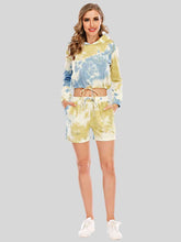 Carregar imagem no visualizador da galeria, Tie-Dye Drawstring Hooded Top and Shorts Set
