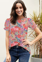 Load image into Gallery viewer, Floral Short Flounce Sleeve Blouse
