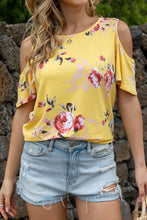 Load image into Gallery viewer, Floral Cold-Shoulder Round Neck Top
