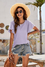 Load image into Gallery viewer, Eyelet Flutter Sleeve Short Sleeve Top
