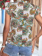 Load image into Gallery viewer, Printed Butterfly Sleeve Keyhole Blouse
