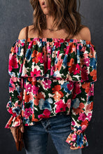 Load image into Gallery viewer, Floral Off-Shoulder Flounce Sleeve Layered Blouse
