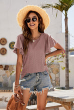 Load image into Gallery viewer, Eyelet Flutter Sleeve Short Sleeve Top
