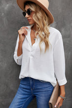 Load image into Gallery viewer, Textured Johnny Collar Three-Quarter Sleeve Blouse
