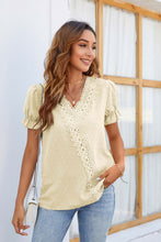 Load image into Gallery viewer, Swiss Dot Lace Trim Flounce Sleeve Blouse
