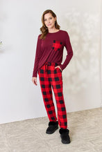 Carregar imagem no visualizador da galeria, Zenana Full Size Plaid Round Neck Top and Pants Pajama Set
