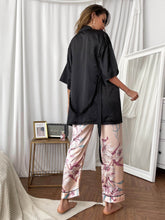 Load image into Gallery viewer, Cami, Robe, and Printed Pants Pajama Set
