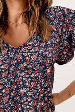 Load image into Gallery viewer, Floral Flutter Sleeve V-Neck Blouse
