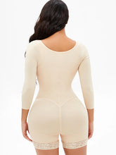 Load image into Gallery viewer, Full Size Zip Up Lace Detail Long Sleeve Shapewear
