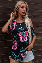 Load image into Gallery viewer, Floral Cold-Shoulder Round Neck Top
