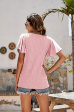 Load image into Gallery viewer, Eyelet Flutter Sleeve Short Sleeve Top
