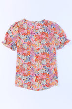 Load image into Gallery viewer, Floral Short Flounce Sleeve Blouse
