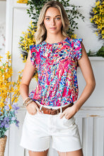 Load image into Gallery viewer, Abstract Print Ruffle Shoulder Top
