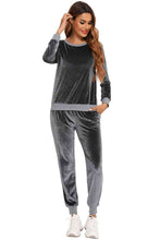 Load image into Gallery viewer, Round Neck Long Sleeve Loungewear Set with Pockets
