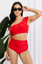 Carregar imagem no visualizador da galeria, Marina West Swim Seaside Romance Biquíni com babado de um ombro em vermelho
