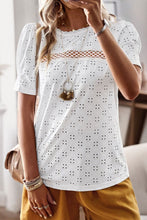 Load image into Gallery viewer, Spliced Lace Short Puff Sleeve Top
