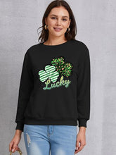 Load image into Gallery viewer, Lucky Clover Round Neck Dropped Shoulder Sweatshirt
