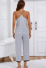 Load image into Gallery viewer, Halter Neck Cami and Lace Trim Pajama Set
