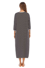 Load image into Gallery viewer, Round Neck Three-Quarter Sleeve Midi Night Dress
