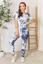 Load image into Gallery viewer, Double Take Tie-Dye Tee and Drawstring Waist Joggers Lounge Set
