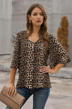 Load image into Gallery viewer, Printed Button Front Flare Sleeve Blouse
