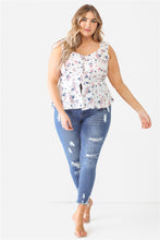 Load image into Gallery viewer, Plus Floral Button-up Sleeveless Flare Hem Top
