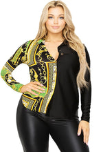 Load image into Gallery viewer, Plus long sleeve gold chain printed shirt
