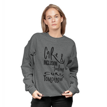 Load image into Gallery viewer, Female Crewneck Sweatshirt - Care &amp; Inclusion
