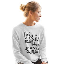 Load image into Gallery viewer, Female Crewneck Sweatshirt - Care &amp; Inclusion
