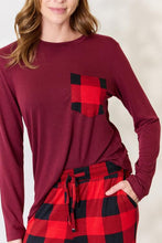 Carregar imagem no visualizador da galeria, Zenana Full Size Plaid Round Neck Top and Pants Pajama Set
