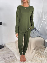 Carregar imagem no visualizador da galeria, Round Neck Top and Drawstring Pants Lounge Set
