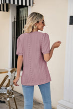 Load image into Gallery viewer, Eyelet Puff Sleeve V-Neck Top
