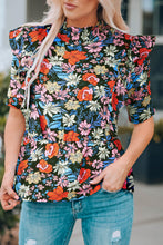 Carregar imagem no visualizador da galeria, Blusa floral com babados nos ombros e gola
