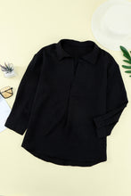 Load image into Gallery viewer, Textured Johnny Collar Three-Quarter Sleeve Blouse
