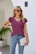 Load image into Gallery viewer, Smocked Flutter Sleeve V-Neck Top
