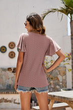 Load image into Gallery viewer, Eyelet Flutter Sleeve Short Sleeve Top
