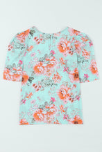 Load image into Gallery viewer, Summer Lover Floral Puff Sleeve Round Neck Blouse
