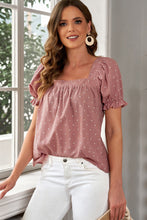 Load image into Gallery viewer, Polka Dot Square Neck Flounce Sleeve Top
