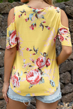 Load image into Gallery viewer, Floral Cold-Shoulder Round Neck Top
