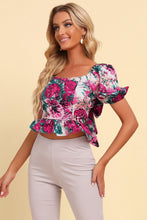 Load image into Gallery viewer, Floral Tied Cropped Peplum Blouse
