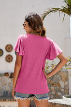 Load image into Gallery viewer, Eyelet Flutter Sleeve Short Sleeve Top
