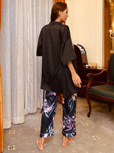 Load image into Gallery viewer, Cami, Robe, and Printed Pants Pajama Set
