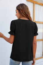 Load image into Gallery viewer, Swiss Dot Lace Trim Flounce Sleeve Blouse
