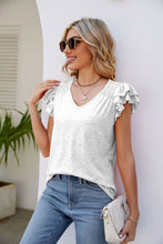 Load image into Gallery viewer, Smocked Flutter Sleeve V-Neck Top
