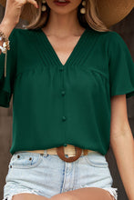 Load image into Gallery viewer, Buttoned Flutter Sleeve V-Neck Blouse
