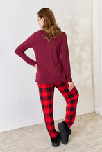 Carregar imagem no visualizador da galeria, Zenana Full Size Plaid Round Neck Top and Pants Pajama Set
